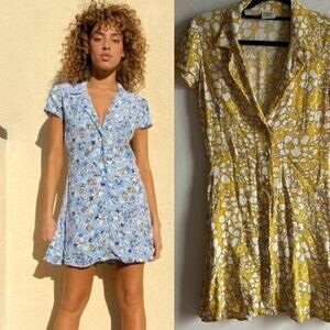 Aritzia Sunday Best Sz XS New Vida Floral Feminine Yellow Mini Dress